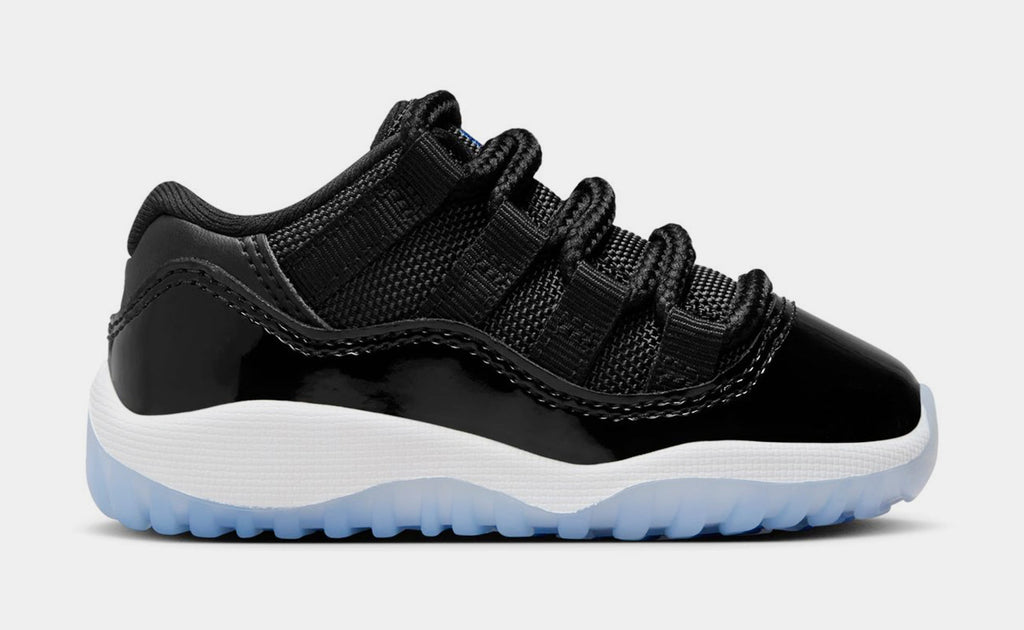 Exclusive Air Jordan 11 Retro Low Black and Varsity Royal Infant Toddler Lifestyle Shoes (Black/Varsity Royal/White) — 2C — Front View