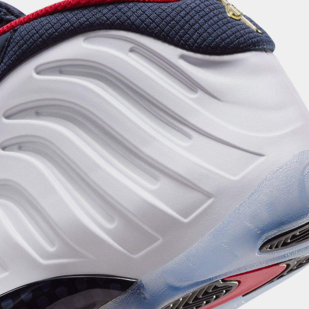 Exclusive Little Posite One Obsidian Grade School Basketball Shoes (Obsidian/White/University Red) — 3Y — Back View
