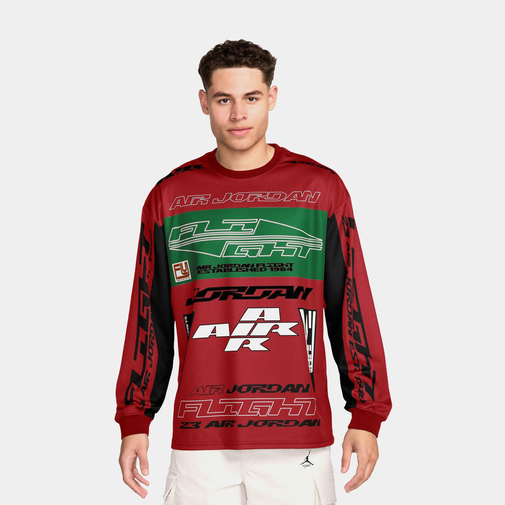 Exclusive MVP Printed Mens Long Sleeve Shirt (Red/Green) — S — Front View