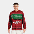 Exclusive MVP Printed Mens Long Sleeve Shirt (Red/Green) — S — Front View