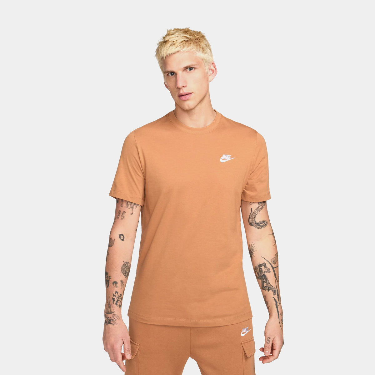Exclusive NSW Club Mens Short Sleeve Shirt (Brown/White) — S — Front View