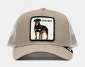 Exclusive Baddest Boy 14x14 Trucker Mens Hat (Khaki/Black) — OS — Front View