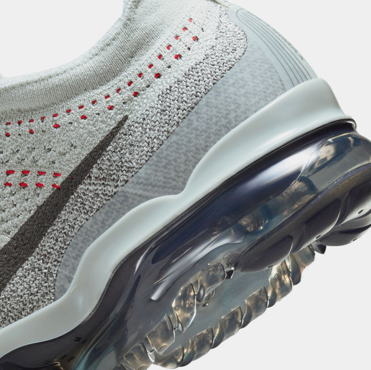 Exclusive Air VaporMax 2023 Flyknit Mens Running Shoes (Light Silver/Picante Red/Anthracite/Smoke Grey) — 6 — Back View