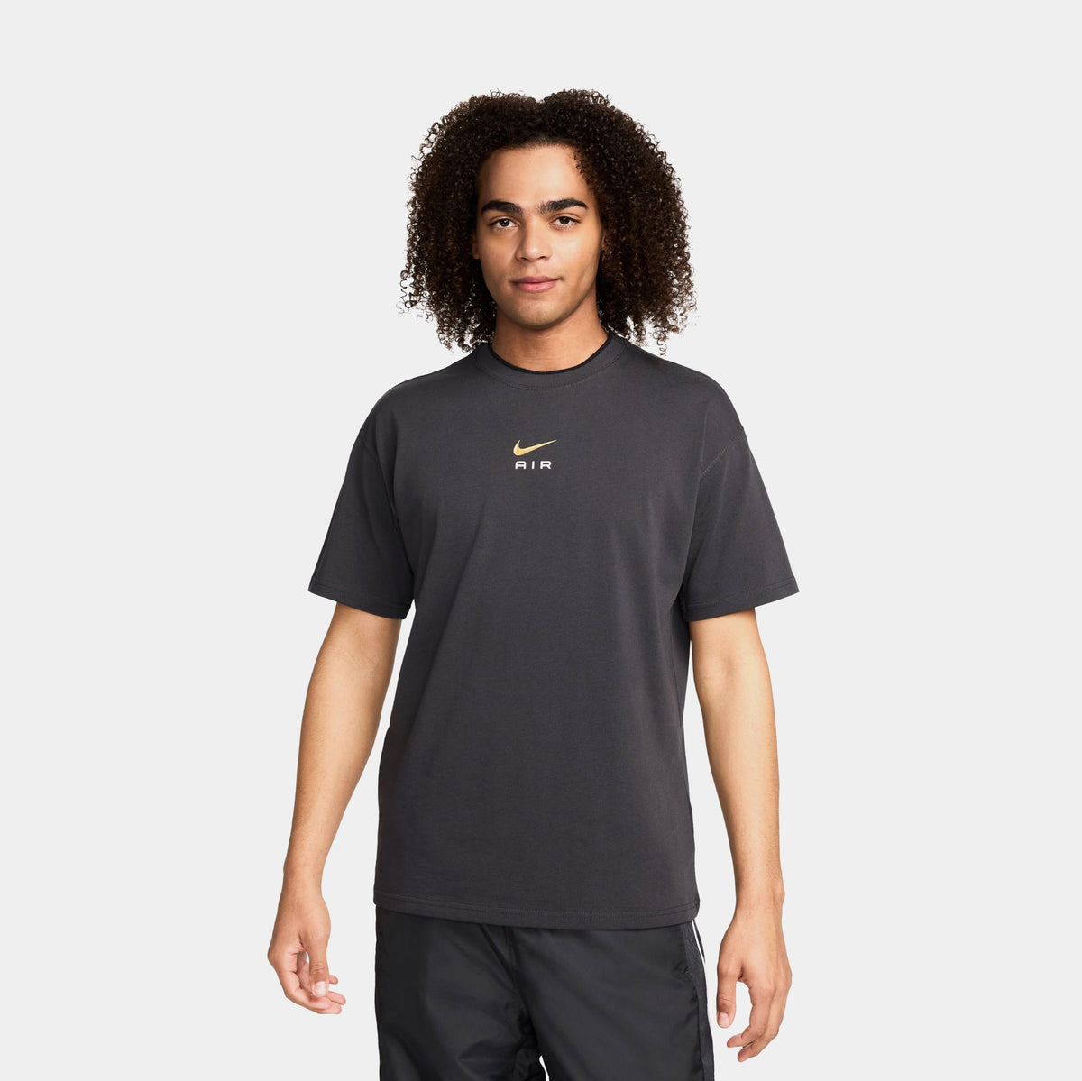 Exclusive Air Fit Mens Short Sleeve Shirt (Grey/Gold) — S — Front View