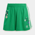Exclusive Floral Graphic Womens Shorts (Green/White) — XS — Front View