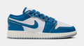 Exclusive Air Jordan 1 Low SE Industrial Blue Grade School Lifestyle Shoes (White/Blue Grey/Sail/Industrial Blue) — 3.5Y — Front View