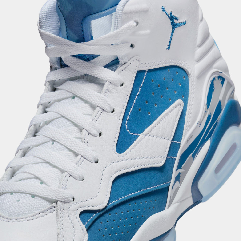 Exclusive Jumpman MVP Mens Basketball Shoes (White/Neutral Grey/Industrial Blue) — 7 — Side View