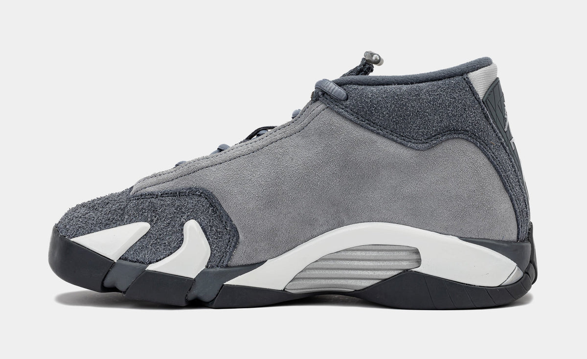 Exclusive Air Jordan 14 Retro Flint Grey Grade School Lifestyle Shoes (Flint Grey/Stealth White) — 3.5Y — Side View