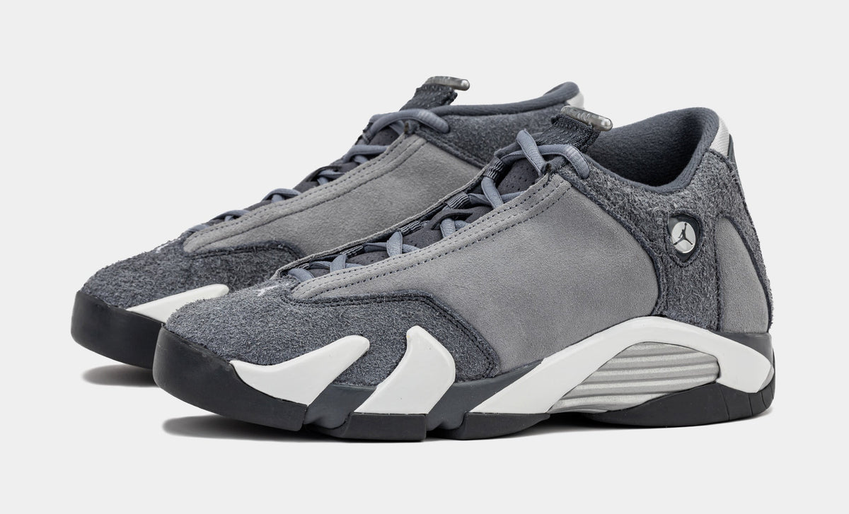 Exclusive Air Jordan 14 Retro Flint Grey Grade School Lifestyle Shoes (Flint Grey/Stealth White) — 3.5Y — Top View
