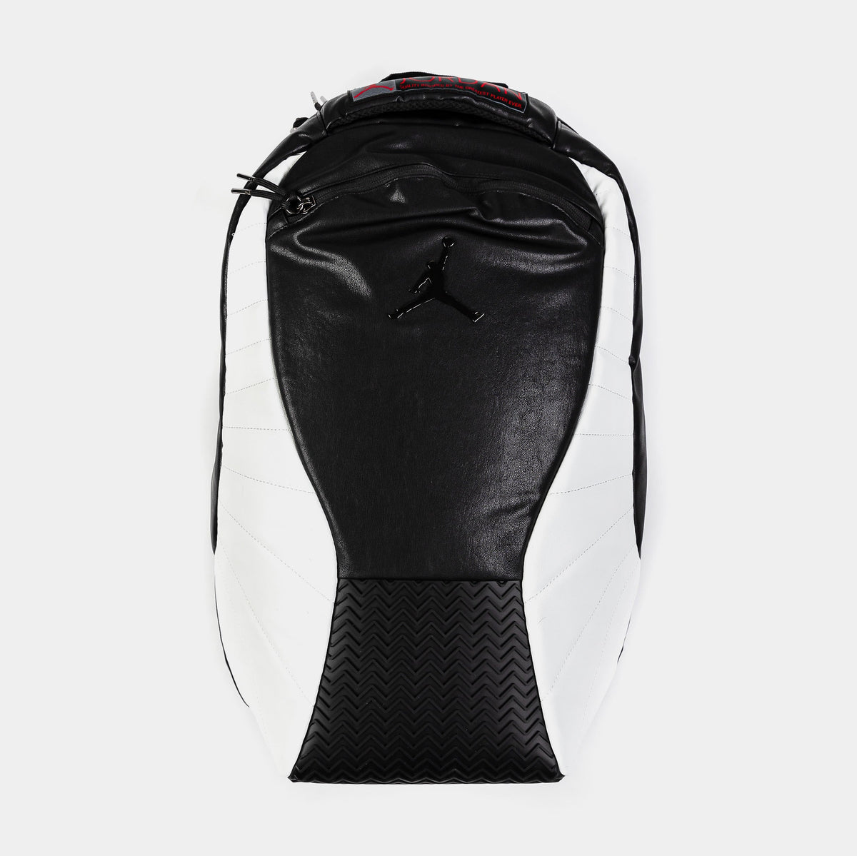 Exclusive Air Jordan 12 Retro Mens Backpack (Black/White) — OS — Front View