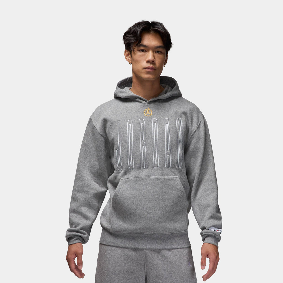 Exclusive Brooklyn 84 Olympic Fleece Pullover Mens Hoodie (Grey/Gold) — S — Front View