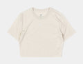 Exclusive NSW Essential Slim Crop Womens Short Sleeve Shirt (Beige/White) — XS — Front View