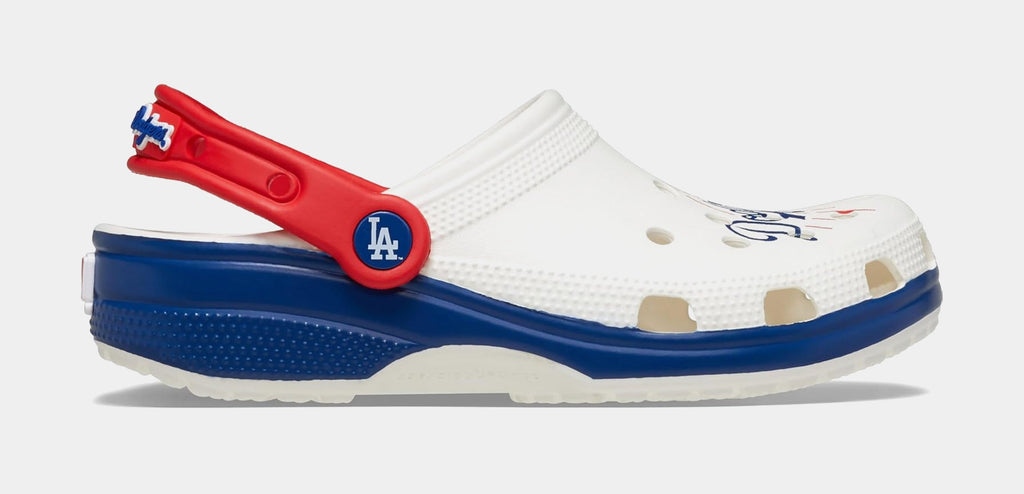 Exclusive Los Angeles Dodgers Classic Clog Mens Sandals (White/Blue) — 4 — Front View