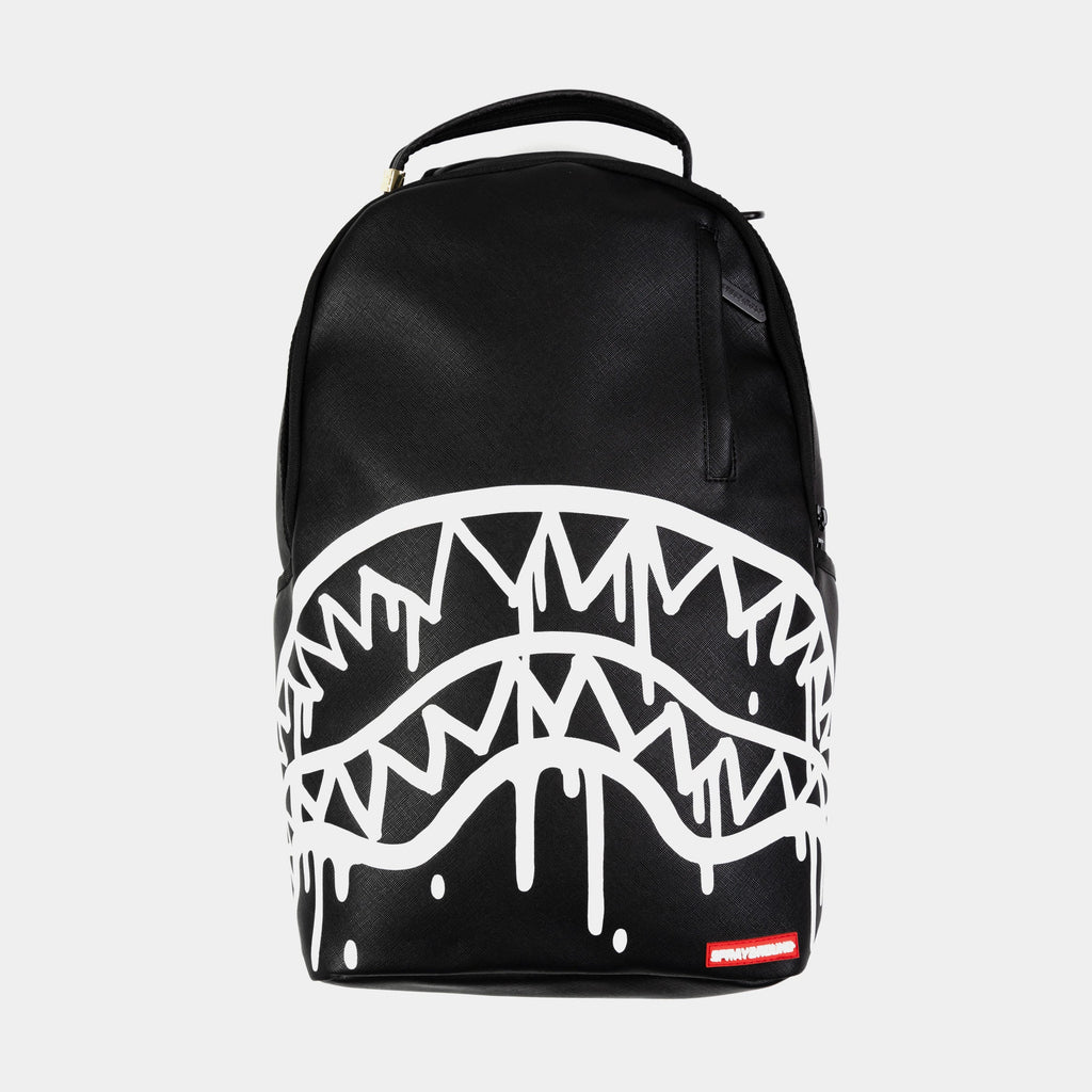 Exclusive Drip Shark Central Mens Backpack (Black/White) — OS — Front View