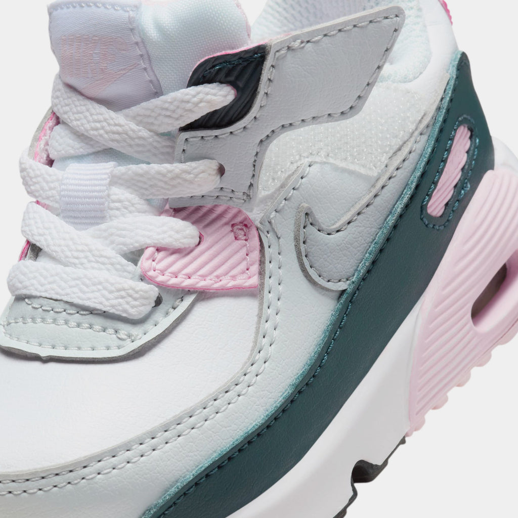 Exclusive Air Max 90 EasyOn Pink Foam Infant Toddler Lifestyle Shoes (White/Pink Foam/Armory Navy/Wolf Grey) — 2C — Side View