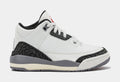 Exclusive Air Jordan 3 Retro Cement Grey Preschool Lifestyle Shoes (Summit White/Fire Red/Cement Grey/Black) Free Shipping — 10.5C — Front View