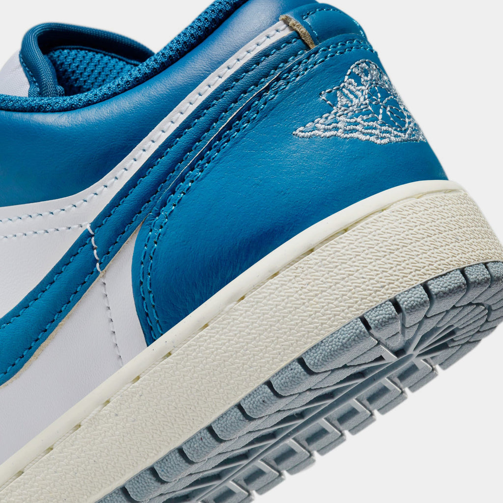 Exclusive Air Jordan 1 Low SE Industrial Blue Grade School Lifestyle Shoes (White/Blue Grey/Sail/Industrial Blue) — 3.5Y — Back View
