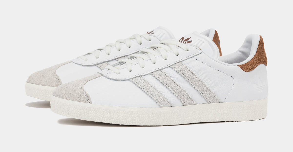 Exclusive Shoe Palace Exclusive Gazelle Mens Lifestyle Shoes (White/Brown) — 4 — Top View