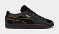 Exclusive One Piece Suede Blackbeard Teech Grade School Lifestyle Shoes (Black/Dark Chocolate) — 4Y — Front View