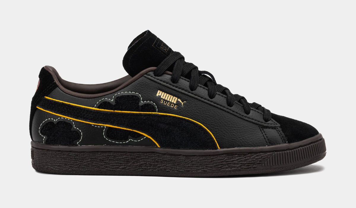 Exclusive One Piece Suede Blackbeard Teech Grade School Lifestyle Shoes (Black/Dark Chocolate) — 4Y — Front View