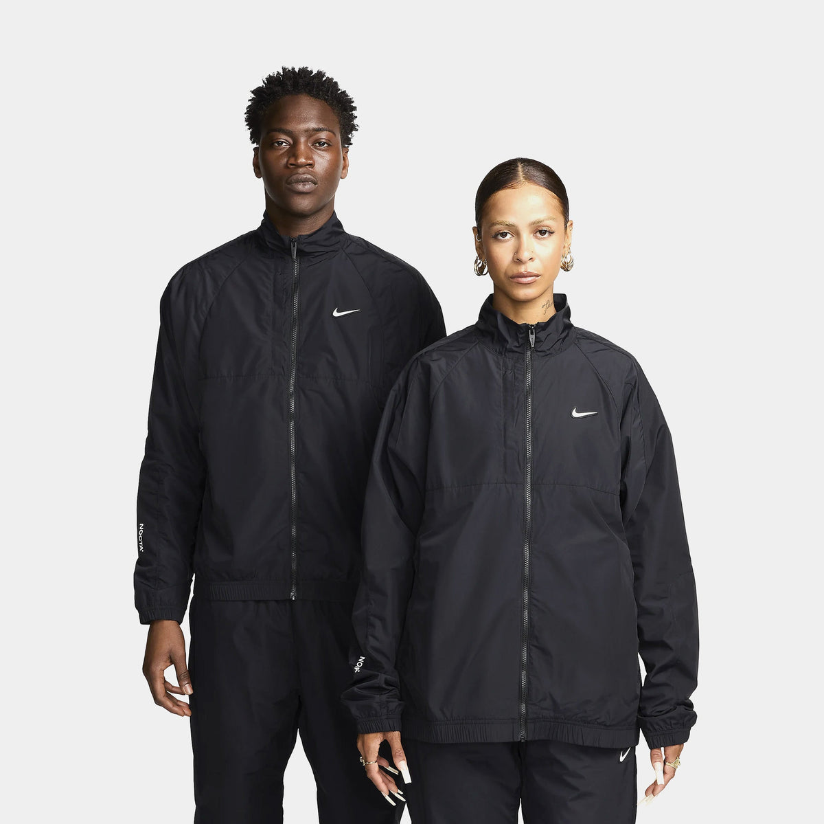 Exclusive NOCTA Track Mens Jacket (Black/Black/White) — S — Front View