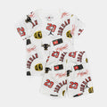 Exclusive JDN 23 Ring All Over Print Shorts Infant Toddler Set (Beige/Red) — 2T — Front View