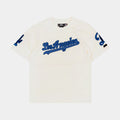 Exclusive Los Angeles Dodgers Triple Tonal Mens Short Sleeve Shirt (Neutral/Blue) — S — Front View