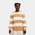 Exclusive Club Fleece Striped Heavyweight Mens Crewneck (Brown/White) — S — Front View