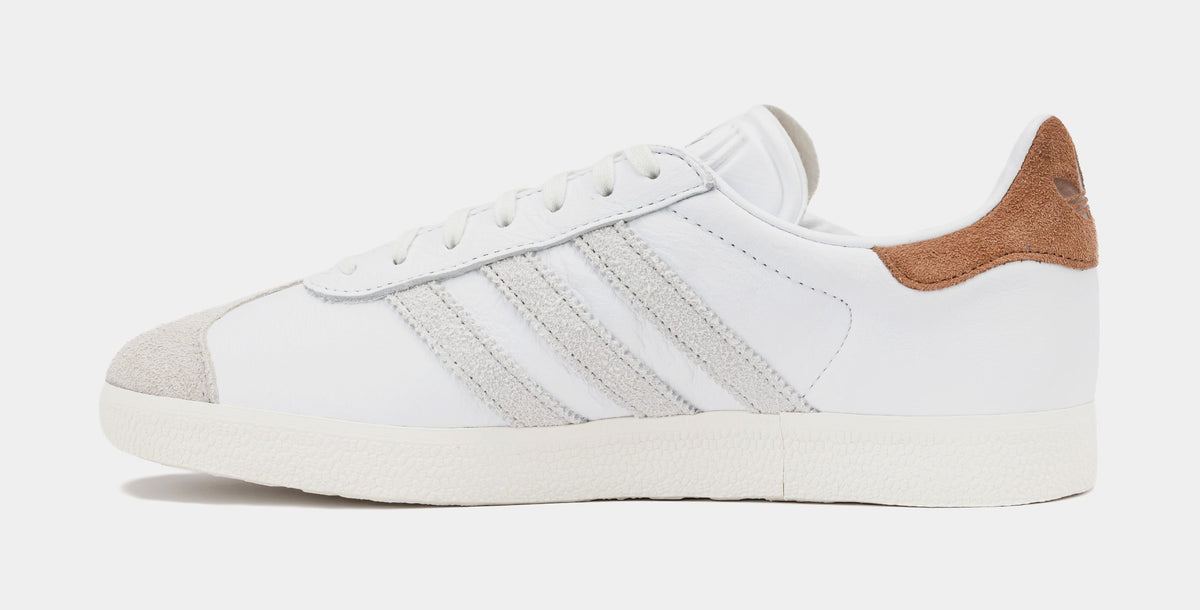 Exclusive Shoe Palace Exclusive Gazelle Mens Lifestyle Shoes (White/Brown) — 4 — Side View