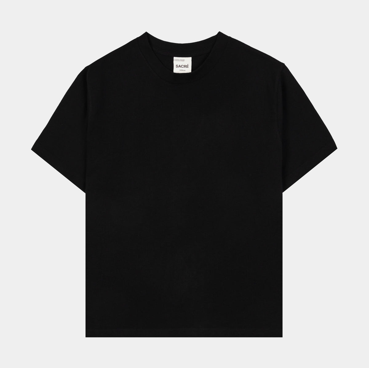 Exclusive Solid Tee Womens Short Sleeve Shirt (Black) — XS — Front View