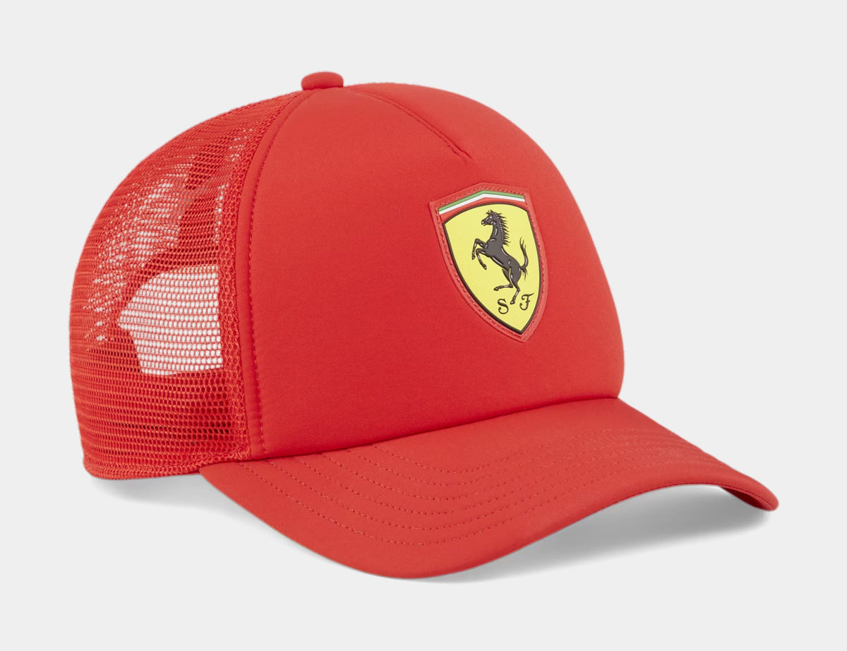Exclusive Scuderia Ferrari Race Trucker Mens Hat (Red) — OS — Front View