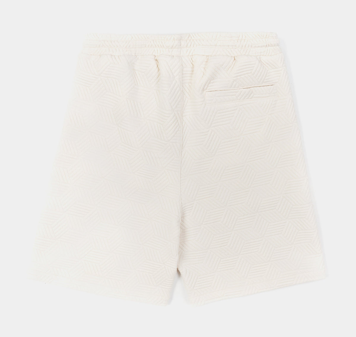 Exclusive Printed Knit Mens Shorts (Beige/White) — S — Side View