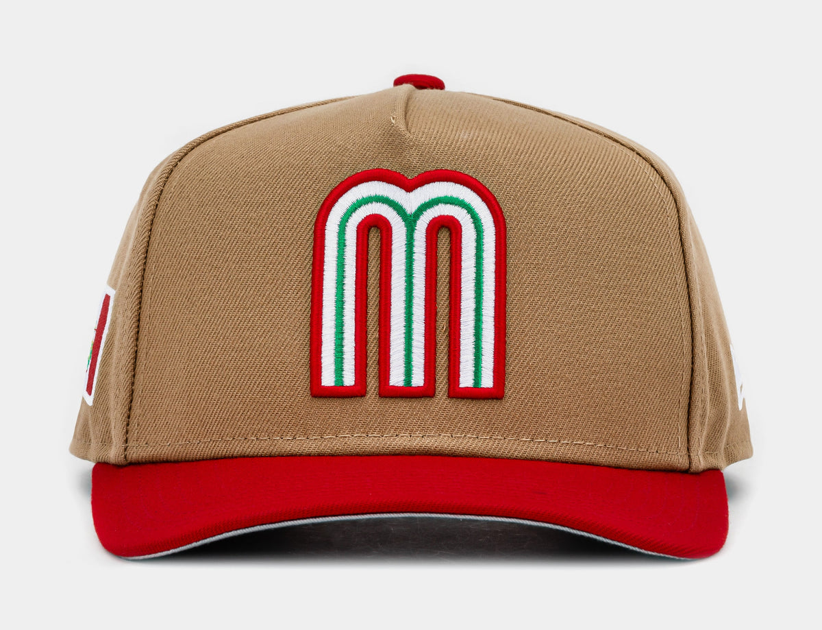 Exclusive Shoe Palace Exclusive Mexico Curve 950AF Snapback Mens Hat (Khaki/Red) — OS — Front View