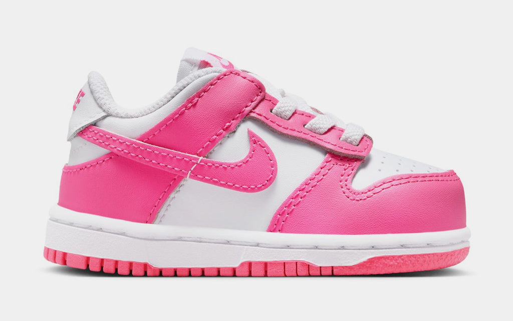 Exclusive Dunk Low Infant Toddler Lifestyle Shoes (White/Laser Fuchsia) — 2C — Front View
