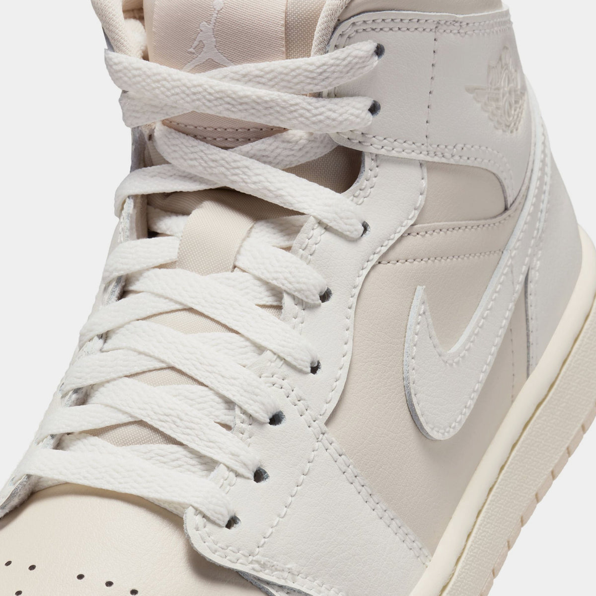 Exclusive Air Jordan 1 Retro Mid Sail Womens Lifestyle Shoes (Legend Light Brown/Sail/Muslin) — 5 — Side View