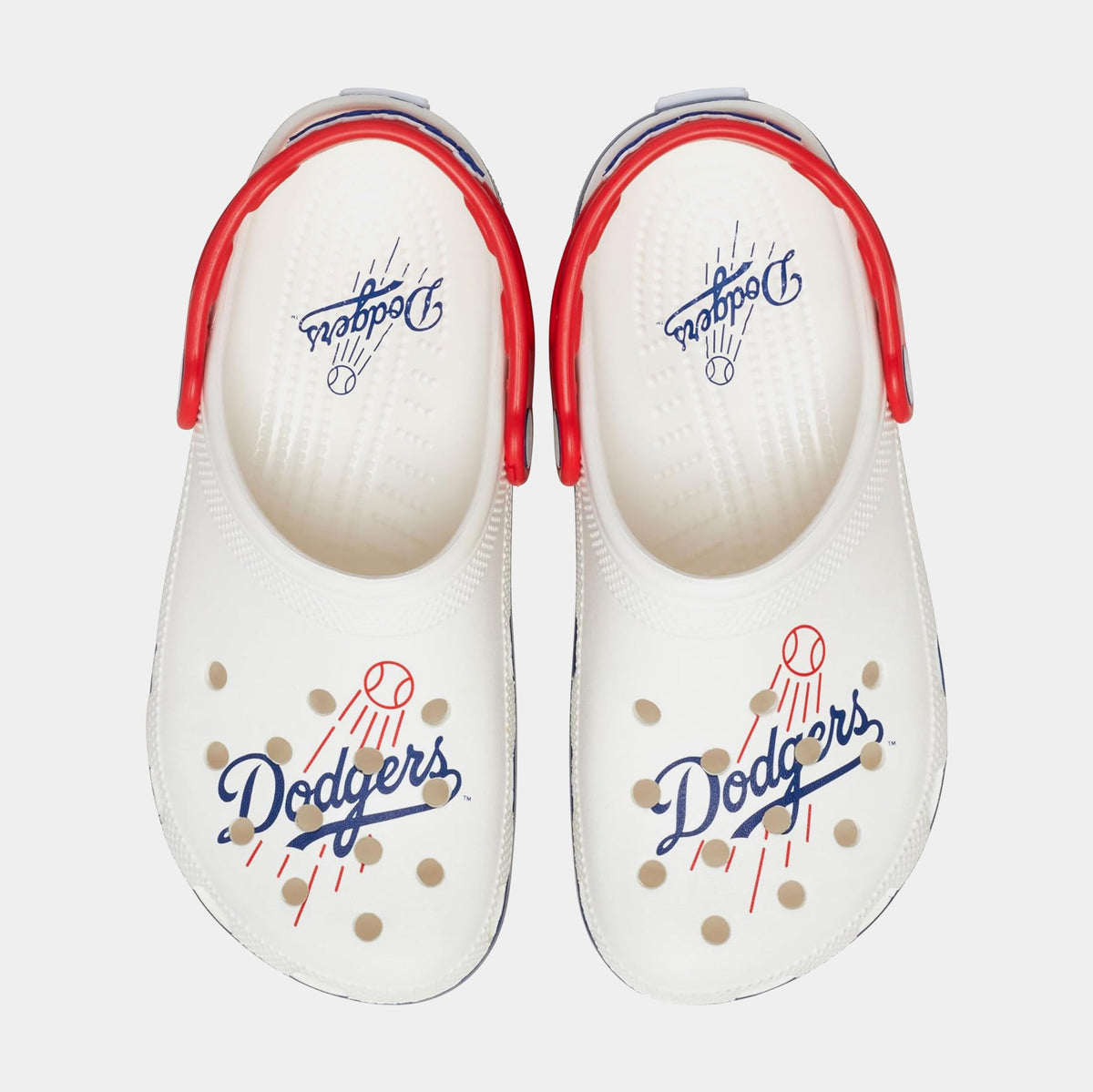 Exclusive Los Angeles Dodgers Classic Clog Mens Sandals (White/Blue) — 4 — Side View
