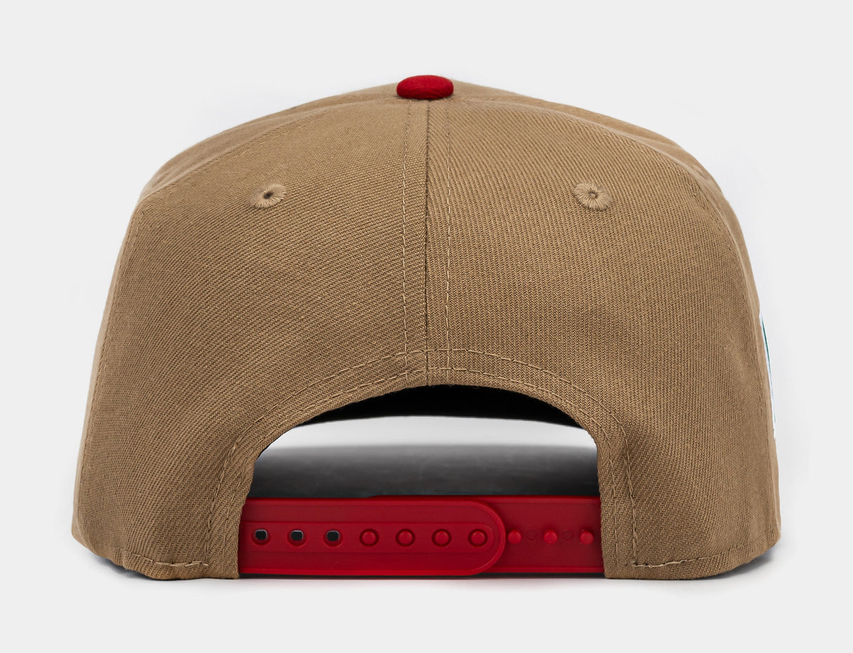 Exclusive Shoe Palace Exclusive Mexico Curve 950AF Snapback Mens Hat (Khaki/Red) — OS — Back View
