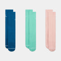 Exclusive Everyday Crew 3 Pack Mens Socks (Blue/Pink) — S — Front View