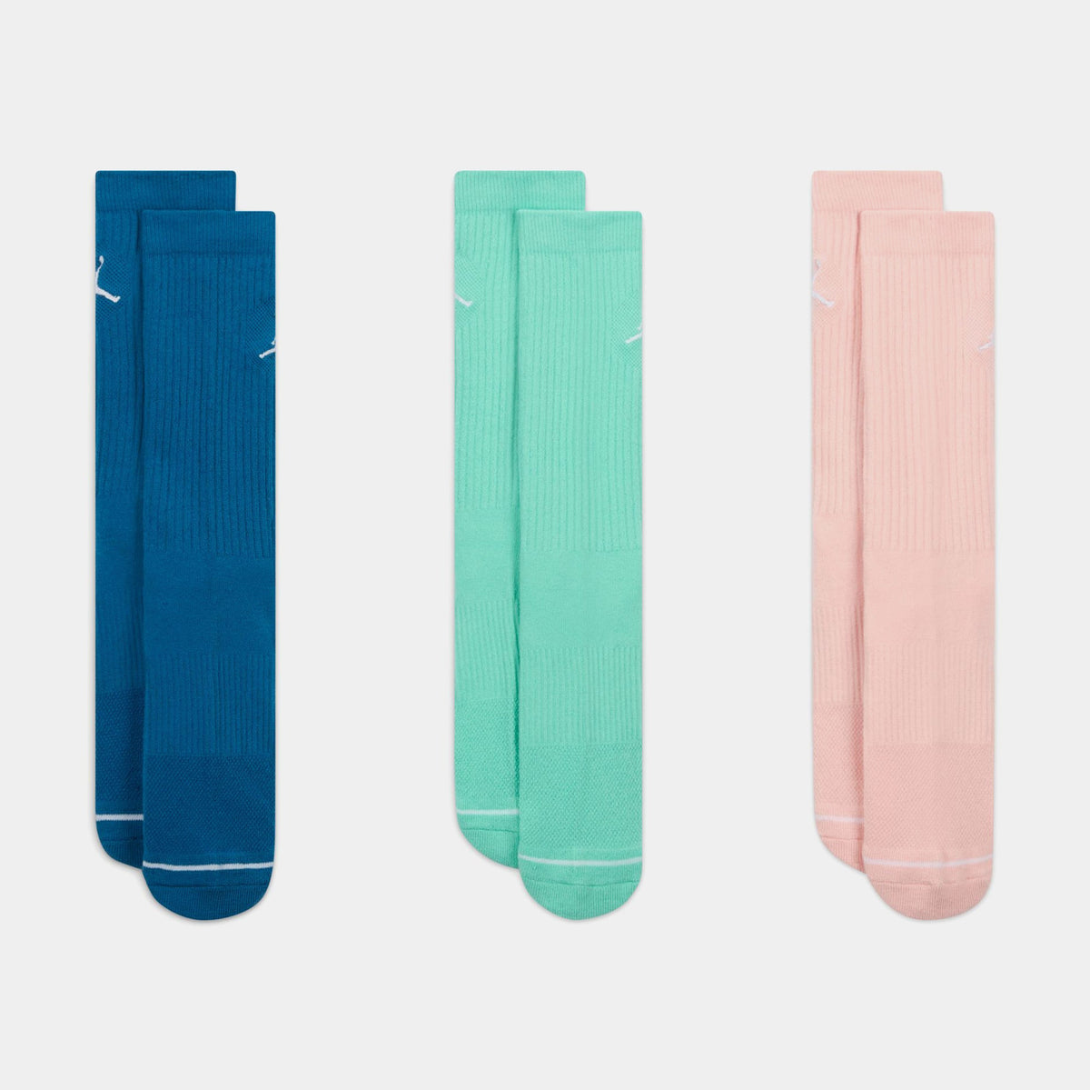 Exclusive Everyday Crew 3 Pack Mens Socks (Blue/Pink) — S — Front View