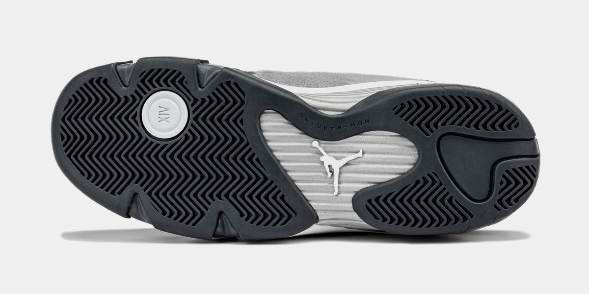 Exclusive Air Jordan 14 Retro Flint Grey Grade School Lifestyle Shoes (Flint Grey/Stealth White) — 3.5Y — Back View