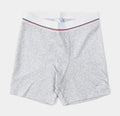 Exclusive Tape Ribbed Womens Shorts (Grey/White) — XS — Front View