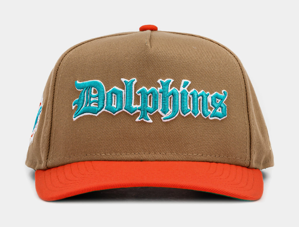 Exclusive Shoe Palace Exclusive Miami Dolphin Khaki 950AF Snapback Mens Hat (Khaki/Orange/Blue) — OS — Front View