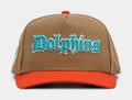 Exclusive Shoe Palace Exclusive Miami Dolphin Khaki 950AF Snapback Mens Hat (Khaki/Orange/Blue) — OS — Front View