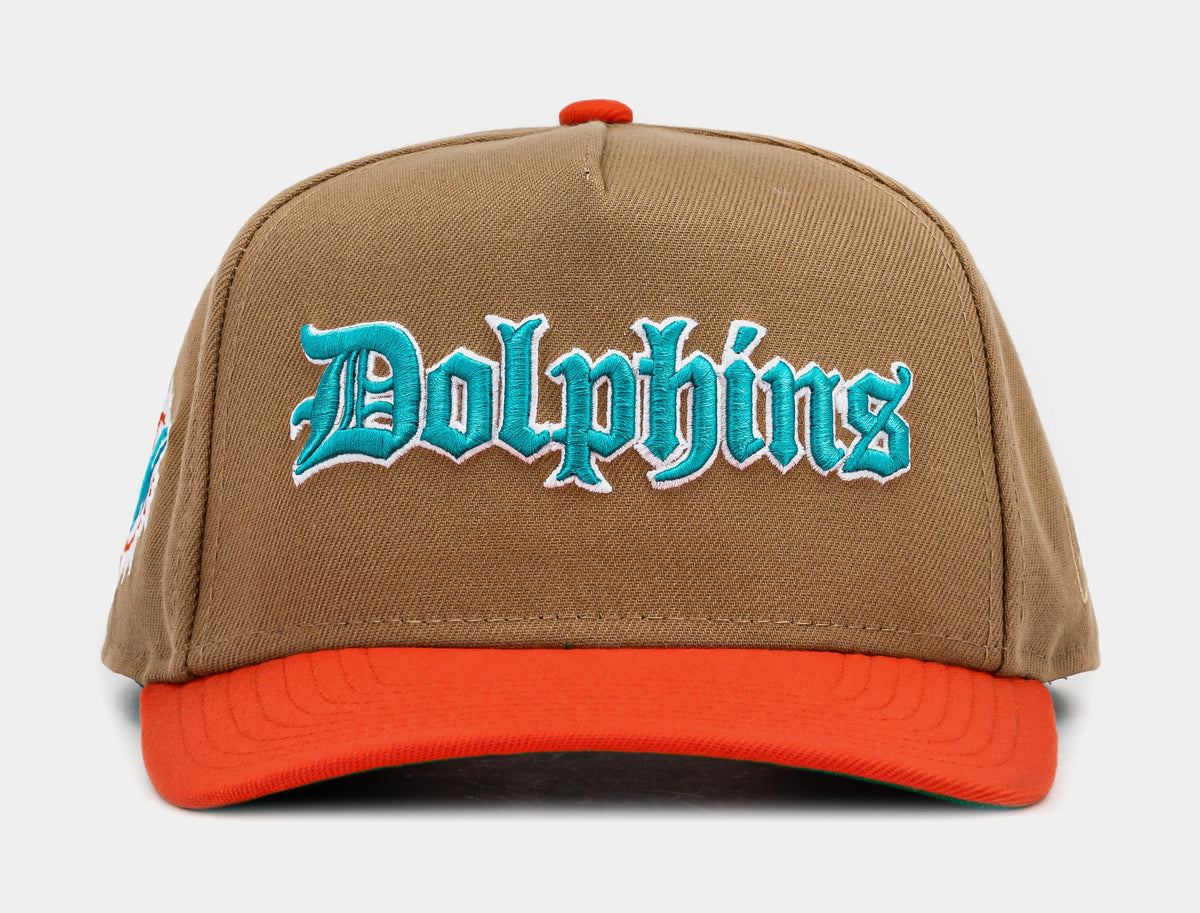Exclusive Shoe Palace Exclusive Miami Dolphin Khaki 950AF Snapback Mens Hat (Khaki/Orange/Blue) — OS — Front View