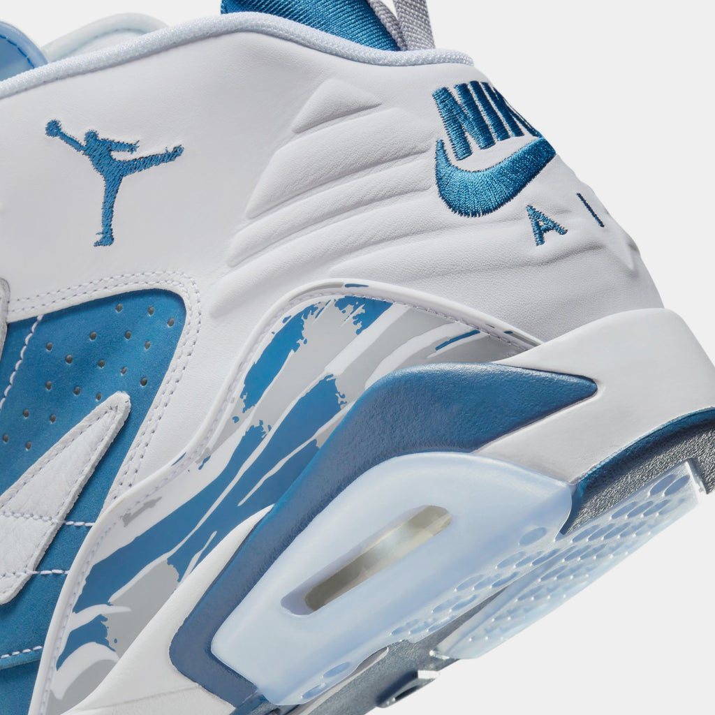 Exclusive Jumpman MVP Mens Basketball Shoes (White/Neutral Grey/Industrial Blue) — 7 — Back View
