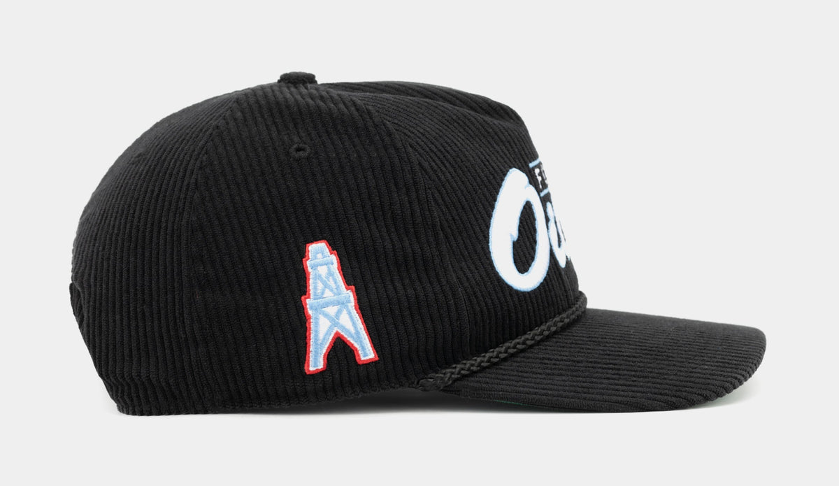 Exclusive Houston Oilers Gridiron '47 Hitch Relaxed Fit Mens Hat (Black/Blue) — OS — Side View