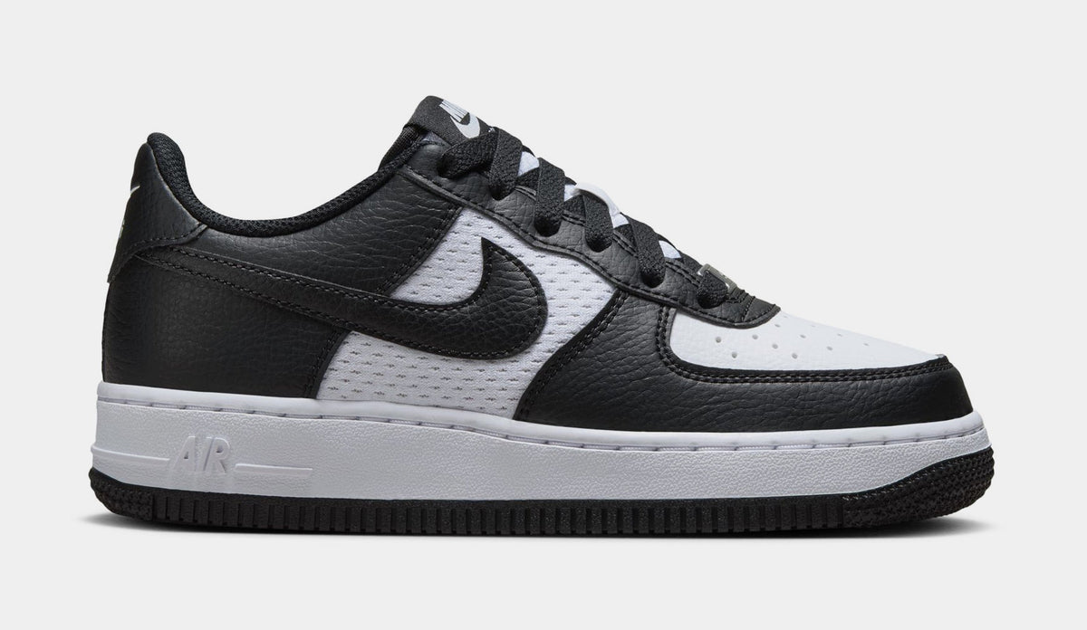 Exclusive Air Force 1 Low Grade School Lifestyle Shoes (Black/White) — 1Y — Front View