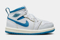 Exclusive Air Jordan 1 Retro Mid SE Industrial Blue Infant Toddler Lifestyle Shoes (White/Sail/Industrial Blue) — 2C — Front View
