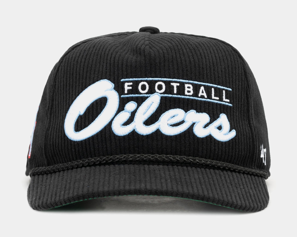 Exclusive Houston Oilers Gridiron '47 Hitch Relaxed Fit Mens Hat (Black/Blue) — OS — Front View