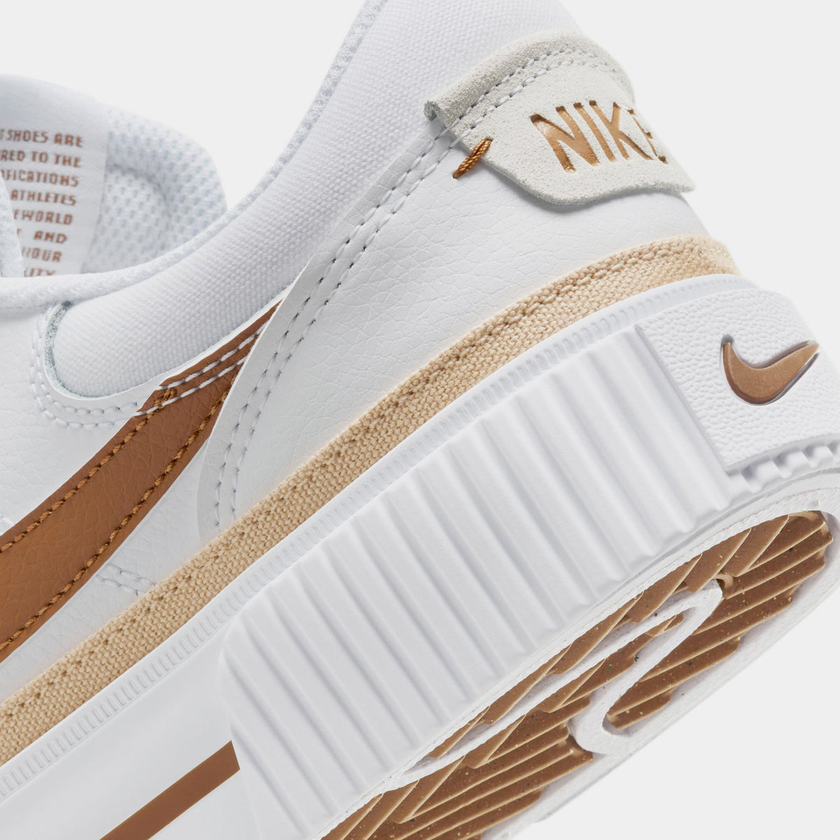 Exclusive Court Legacy Lift Womens Lifestyle Shoes (White/British Tan/Sanddrift) Final Sale — 5 — Back View